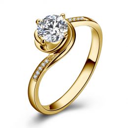 Anello di Fidanzamento Rose Vertige - Diamante Solitario Composto & Oro Giallo | Gemperles