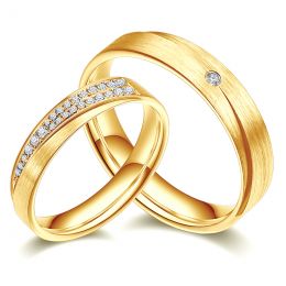 Coppia di Fedi Nuziali Segno d'Amore - Oro Giallo, Diamanti | Gemperles