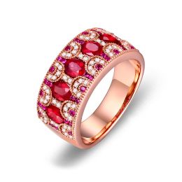 Anello Orientale a Paris - Oro Rosa, Riviera Mezzo Giro di Rubini e Diamanti