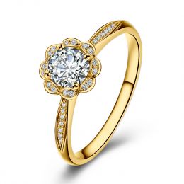 Anello solitario con diamante in oro giallo - Jasmin Étoilé