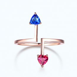 Bague Vice et Versa. saphirs Bleu et Rose. Or rose