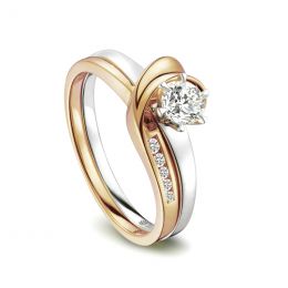 Anello di Fidanzamento Doppio Insieme - Oro Bianco & Rosa 18kt, Diamanti | Gemperles