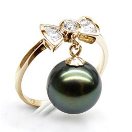 Anello Noeud Pap - Oro Giallo, Diamanti e Perla di Tahiti