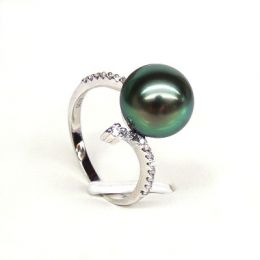 Anello Sous le Vent - Oro Bianco, Diamanti e Perla di Tahiti
