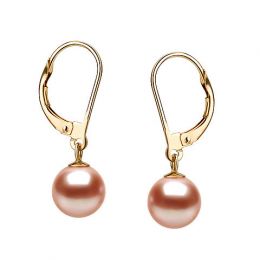 Orecchini Tamara - Perle Acqua Dolce Rosa, Monachella Oro Giallo