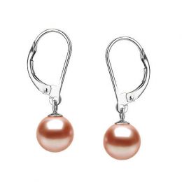 Orecchini Tamara - Perle Acqua Dolce Rosa, Monachella Oro Bianco