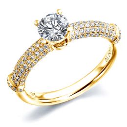 Anello di Fidanzamento Donna Bambù Prestigio - Oro Giallo & Diamanti VS/G | Gemperles