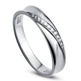 Fede Nuziale Donna Yavana - Oro Bianco 18kt e Diamanti VS/G