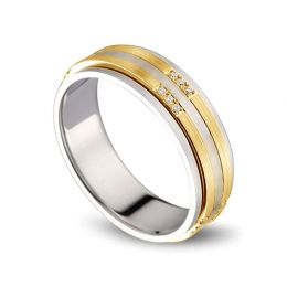 Fede Nuziale da Uomo Maurice - Oro Bianco/Giallo 18kt, Diamanti