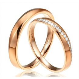 Fedi Nuziali Aurélia & Quinto - Oro Rosa 18kt e Diamanti