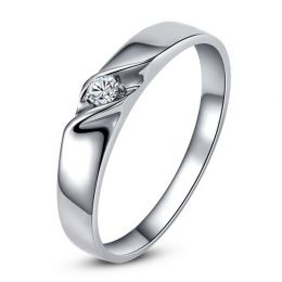 Fede Nuziale Briga per Donna - Platino e Diamante Solitario