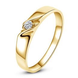 Fede Nuziale Felicity per Donna - Oro Giallo e Diamante Solitario