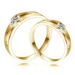 Coppia di Fedi Nuziali Angèle & Pont Mirabeau - Oro Giallo e Diamante