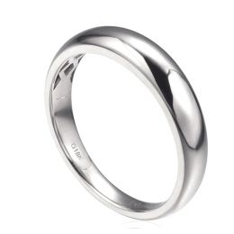 Fede Nuziale Bombata Blaine - Anello Uomo Oro Bianco 18kt & Diamante