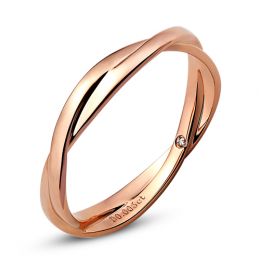 Fede Nuziale Intrecciata Tara - Anello Doppio in Oro Rosa & Diamante