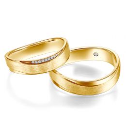 Coppia di Fedi Nuziali Happiness - Oro Giallo e Diamanti