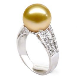 Anello Île de Barrow - Perla dei Mari del Sud Dorata Gold