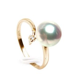 Anello Ran - Oro Giallo, Diamanti e Perla Akoya