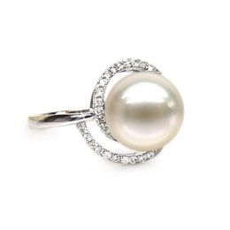 Anello Encerclement - Oro Bianco, Perla d'Acqua Dolce