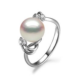 Anello Calisto - Oro Bianco 18kt e Perla d'Acqua Dolce