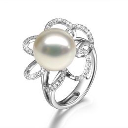 Anello Fleur Perlée - Oro Bianco, Perla d'Acqua Dolce Bianca