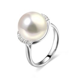 Anello Circulaire - Oro Bianco, Perla d'Acqua Dolce Bianca