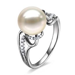 Anello Corinthe - Oro Bianco, Perla d'Acqua Dolce