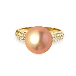 Anello Cyrène - Oro Giallo, Perla d'Acqua Dolce Rosa