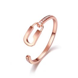 Anello Lucchetto. Oro rosa 18t e diamanti