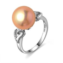 Anello Coeur de Perle - Oro Bianco, Perla d'Acqua Dolce Rosa