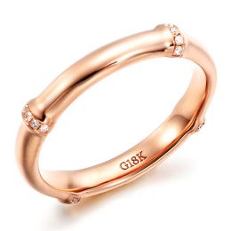 Anello bambù oro rosa 18ct - Anello lusso e diamanti