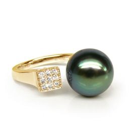 Anello Leewin - Oro Giallo, Diamanti e Perla di Tahiti