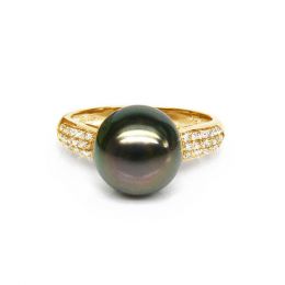 Anello Cromwell - Oro Giallo, Diamanti e Perla di Tahiti