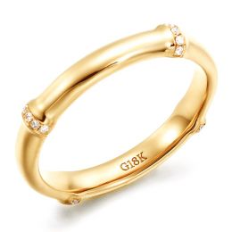 Anello bambù oro giallo 18ct - Anello lusso e diamanti | Bambù