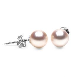 Orecchini A Lobo Mao - Perle Akoya Bianche 7.5/8mm GEMMA - Farfalla Oro Bianco
