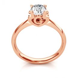 Anello Solitario Lettera Alfabeto G - Oro Rosa e Diamante | Gemperles