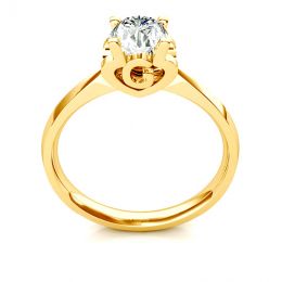 Anello Solitario Lettera Alfabeto G - Oro Giallo e Diamante | Gemperles