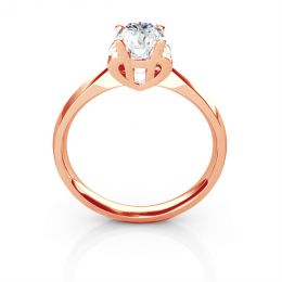 Anello Solitario Lettera Alfabeto H - Oro Rosa e Diamante | Gemperles