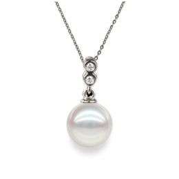 Ciondolo Dozen - Oro Bianco, Diamanti e Perla Akoya