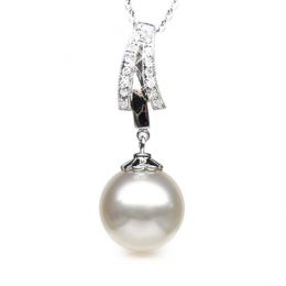 Ciondolo oro bianco - Perla Australiana bianca - 12/13mm