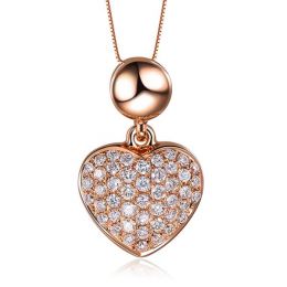 Ciondolo cuore pavé di diamanti - Oro rosa e diamanti 0.230ct