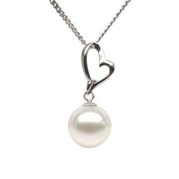 Ciondolo Coeur de Cupidon - Oro Bianco 18kt e Perla d'Acqua Dolce Bianca