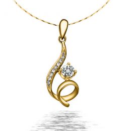 Ciondolo spirale - Oro giallo 18ct e diamanti incastonati