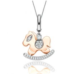 Ciondolo - Due ori 2.44gr - Diamanti 0.145ct