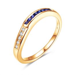 Fede Nuziale Duale - Anello Oro Giallo, Zaffiri & Diamanti
