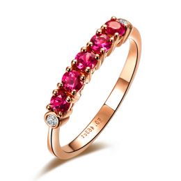 Anello Glamour - Oro Rosa, Diamanti e Riviera Mezzo Giro di Rubini