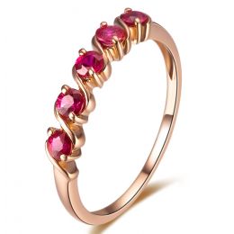 Anello Docile - Oro Rosa e Riviera Mezzo Giro di Rubini