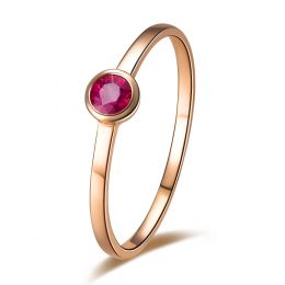 Anello di Fidanzamento - Oro Rosa & Rubino Birmano Solitario