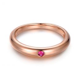 Anello Bombato Wedding First - Oro Rosa & Rubino Solitario