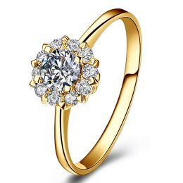 Anello Solitario Composto Cuore Screziato - Oro Giallo & Diamanti 0.43ct | Gemperles